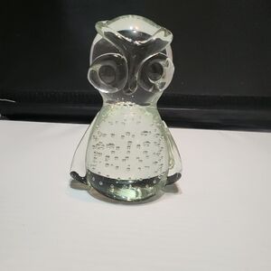 Glass owl paperweight
